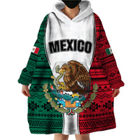 Personlised Mexico Wearable Blanket Hoodie Coat Of Arms With Mexican Aztec Pattern TS06 - Wonder Print Shop