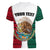 Personlised Mexico Women V Neck T Shirt Coat Of Arms With Mexican Aztec Pattern TS06 - Wonder Print Shop