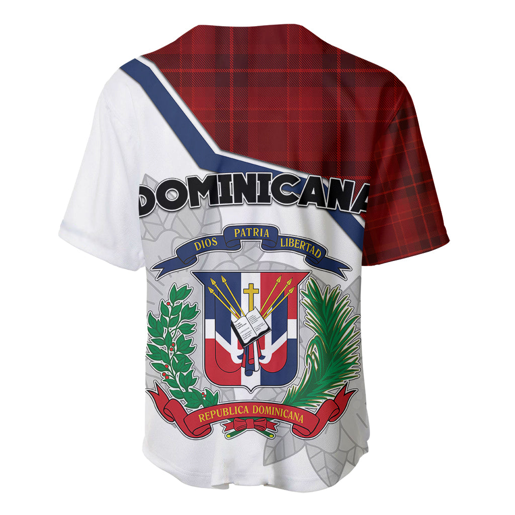 Dominican Republic Baseball Jersey Dominicana Plaid Pattern Mix Coat Of Arms TS06 - Wonder Print Shop