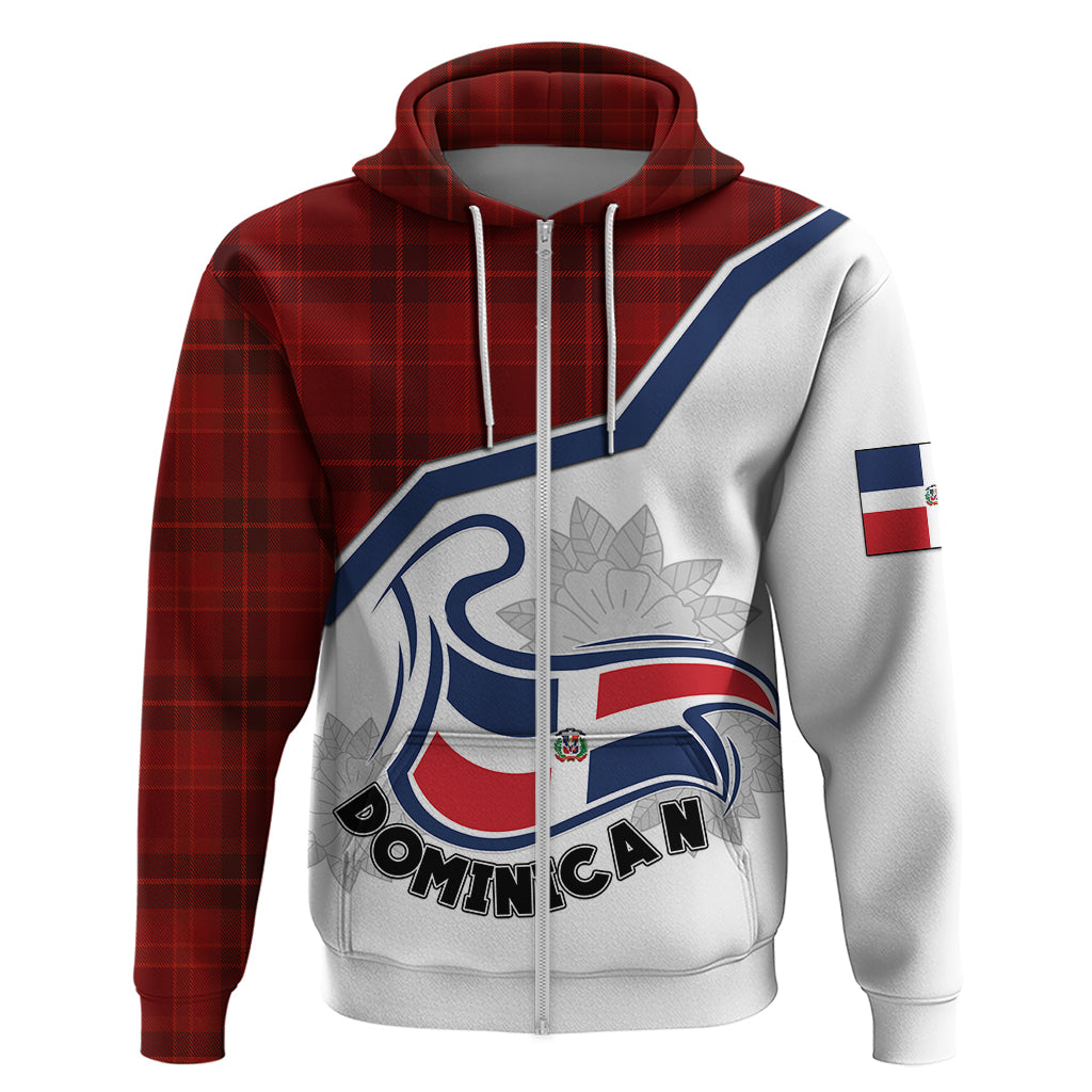 Dominican Republic Hoodie Dominicana Plaid Pattern Mix Coat Of Arms TS06 - Wonder Print Shop