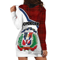 Dominican Republic Hoodie Dress Dominicana Plaid Pattern Mix Coat Of Arms TS06 - Wonder Print Shop