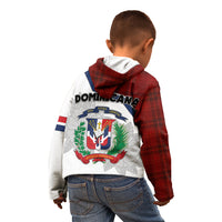 Dominican Republic Kid Hoodie Dominicana Plaid Pattern Mix Coat Of Arms TS06 - Wonder Print Shop