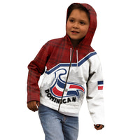 Dominican Republic Kid Hoodie Dominicana Plaid Pattern Mix Coat Of Arms TS06 - Wonder Print Shop