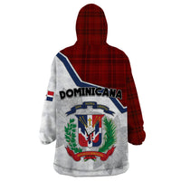 Dominican Republic Wearable Blanket Hoodie Dominicana Plaid Pattern Mix Coat Of Arms TS06 - Wonder Print Shop