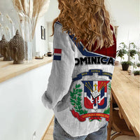 Dominican Republic Women Casual Shirt Dominicana Plaid Pattern Mix Coat Of Arms TS06 - Wonder Print Shop
