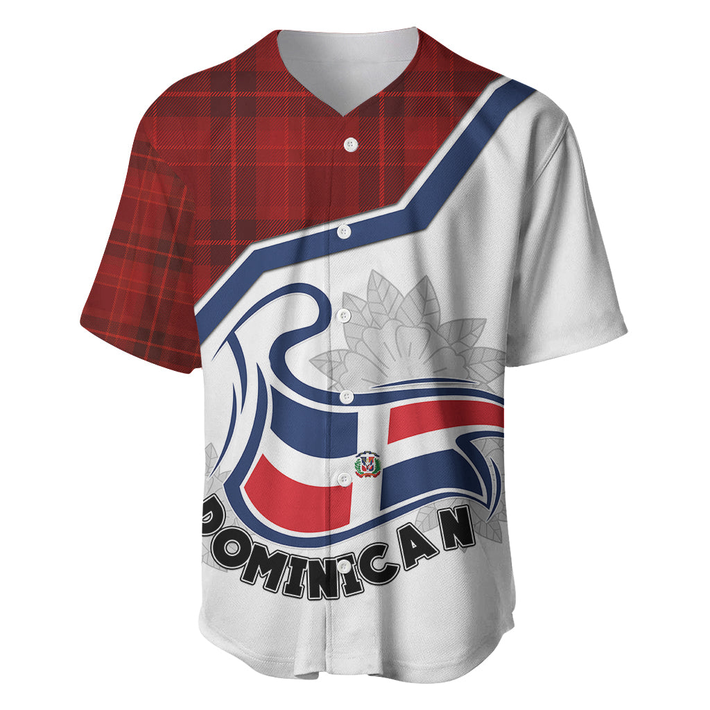 Personlised Dominican Republic Baseball Jersey Dominicana Plaid Pattern Mix Coat Of Arms TS06 - Wonder Print Shop