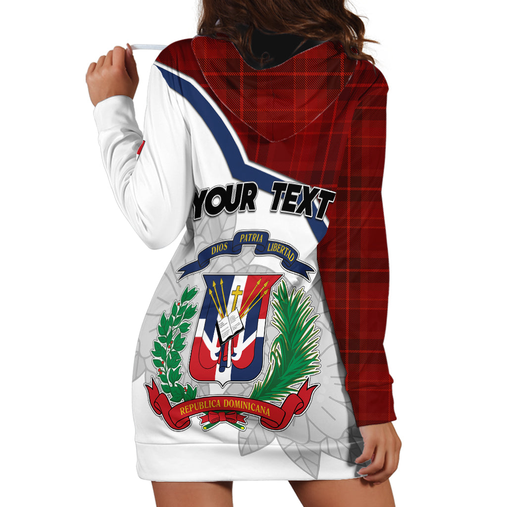 Personlised Dominican Republic Hoodie Dress Dominicana Plaid Pattern Mix Coat Of Arms TS06 - Wonder Print Shop