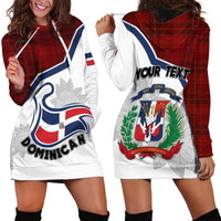 Personlised Dominican Republic Hoodie Dress Dominicana Plaid Pattern Mix Coat Of Arms TS06 - Wonder Print Shop