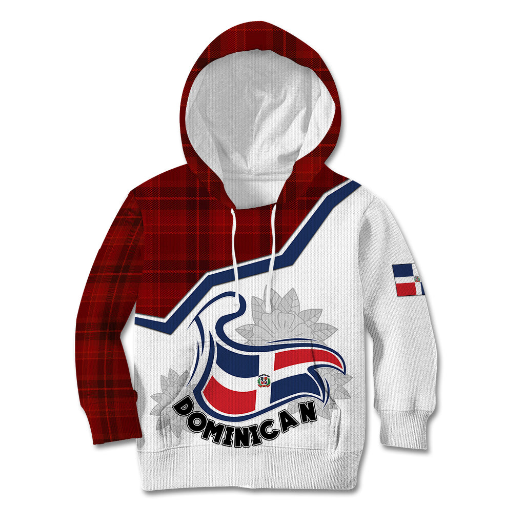 personlised-dominican-republic-kid-hoodie-dominicana-plaid-pattern-mix-coat-of-arms