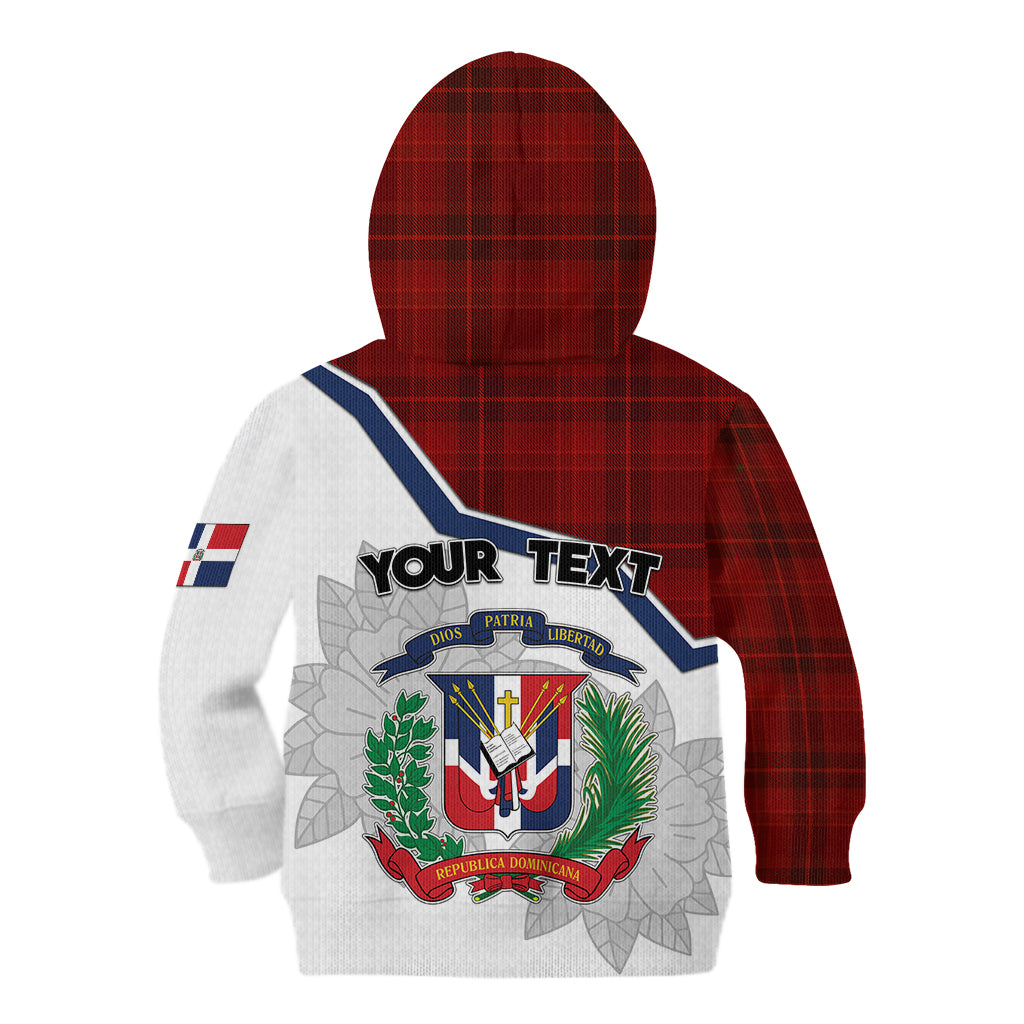 Personlised Dominican Republic Kid Hoodie Dominicana Plaid Pattern Mix Coat Of Arms TS06 - Wonder Print Shop