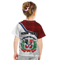 Personlised Dominican Republic Kid T Shirt Dominicana Plaid Pattern Mix Coat Of Arms TS06 - Wonder Print Shop