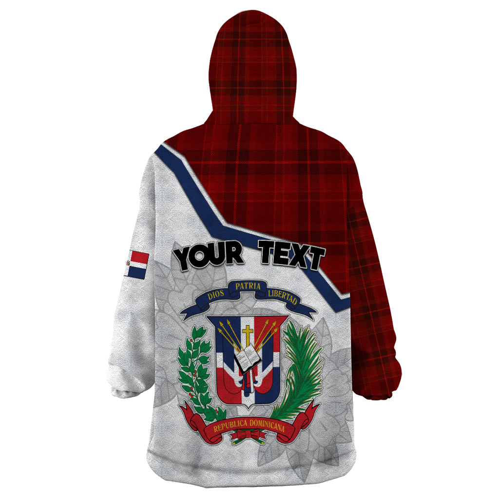 Personlised Dominican Republic Wearable Blanket Hoodie Dominicana Plaid Pattern Mix Coat Of Arms TS06 - Wonder Print Shop