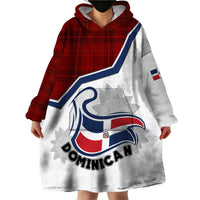 Personlised Dominican Republic Wearable Blanket Hoodie Dominicana Plaid Pattern Mix Coat Of Arms TS06 - Wonder Print Shop