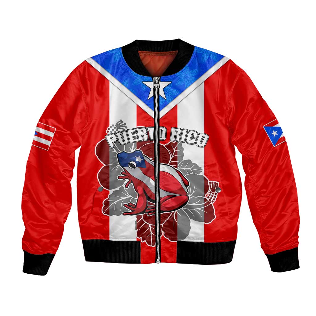 Puerto Rico Bomber Jacket Coqui Frog Mix Flor de Maga TS06