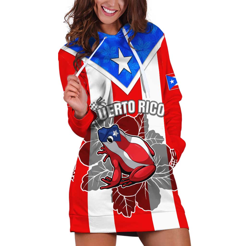 Puerto Rico Hoodie Dress Coqui Frog Mix Flor de Maga TS06