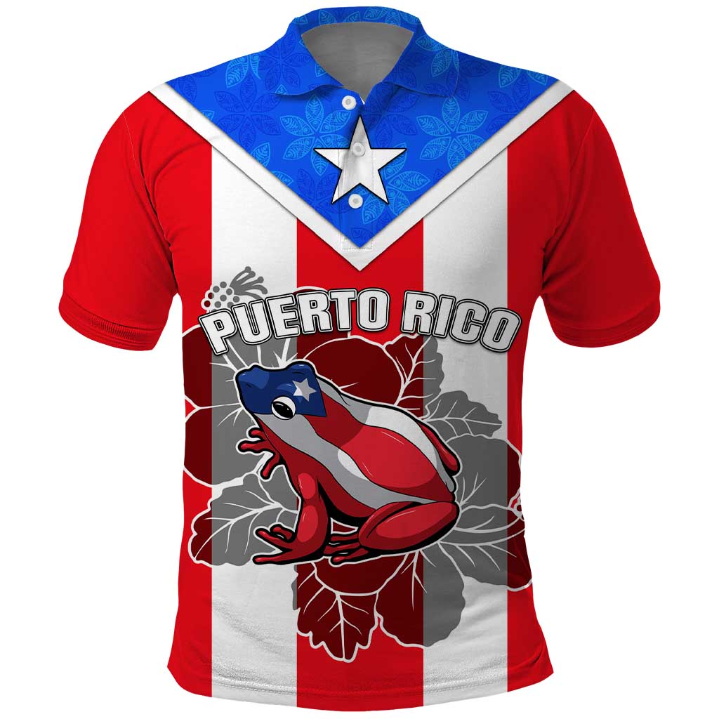 Puerto Rico Polo Shirt Coqui Frog Mix Flor de Maga TS06