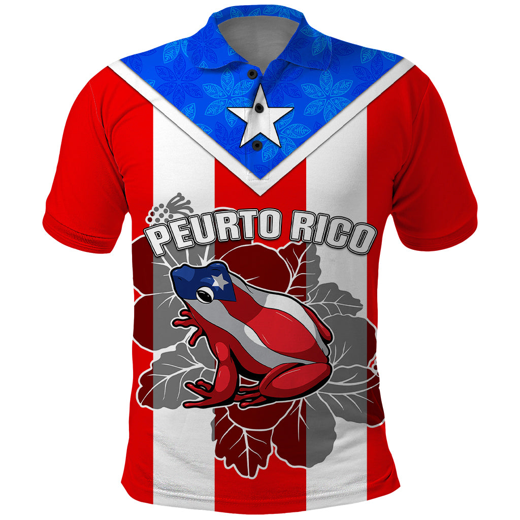 Puerto Rico Polo Shirt Coqui Frog Mix Flor de Maga TS06 - Wonder Print Shop