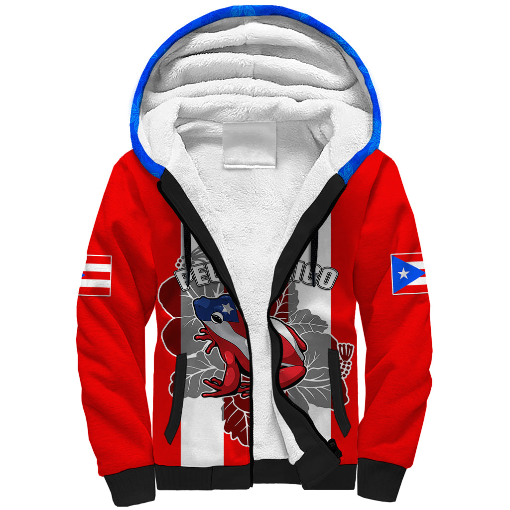 Puerto Rico Sherpa Hoodie Coqui Frog Mix Flor de Maga TS06 - Wonder Print Shop