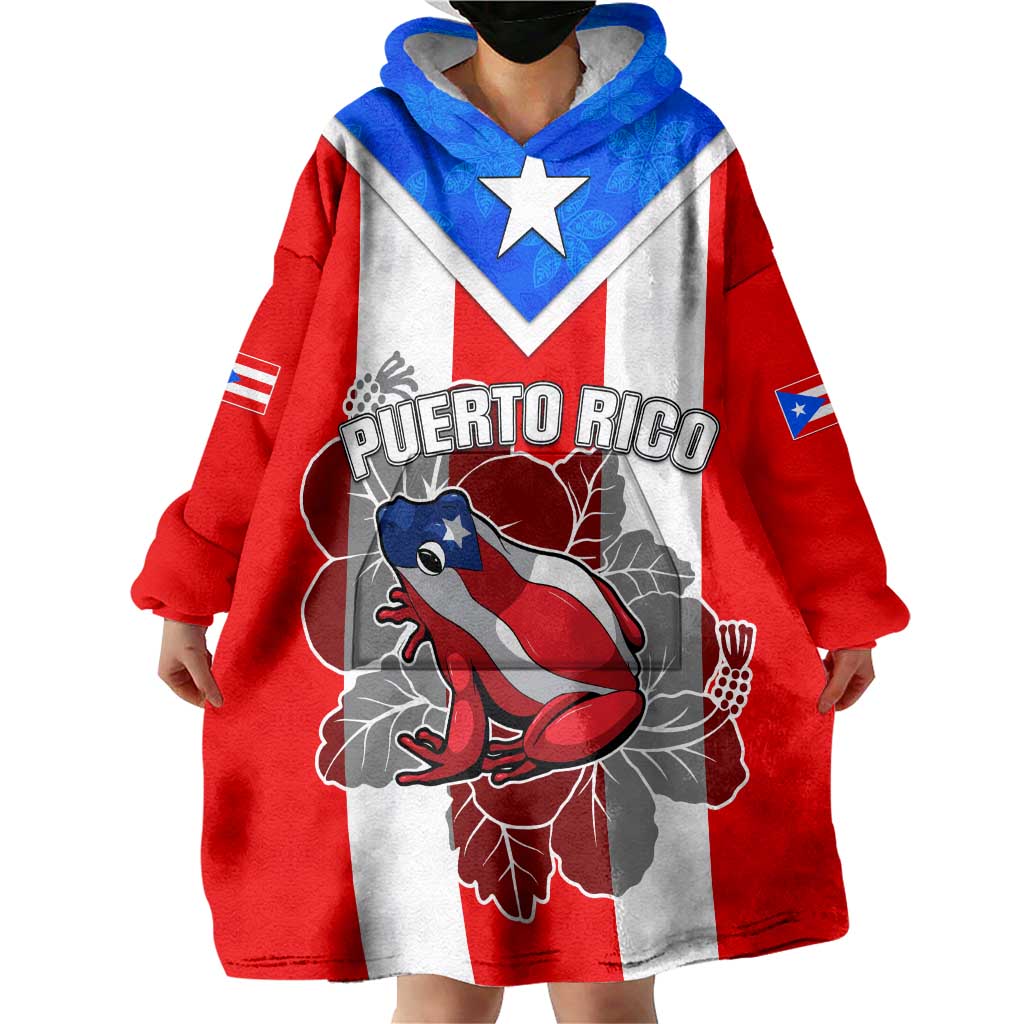 Puerto Rico Wearable Blanket Hoodie Coqui Frog Mix Flor de Maga TS06