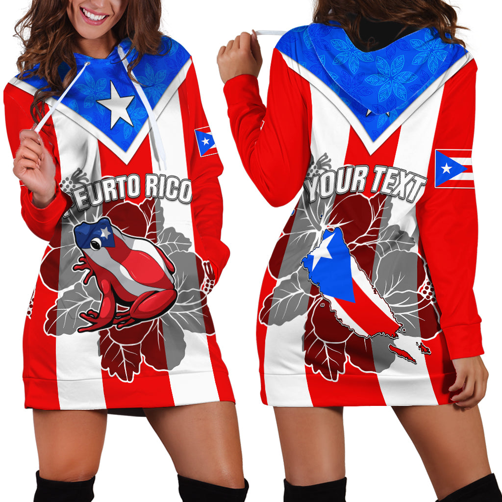 Custom Puerto Rico Hoodie Dress Coqui Frog Mix Flor de Maga TS06 - Wonder Print Shop