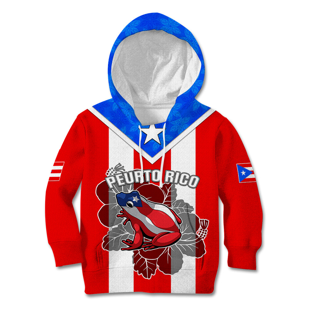 Custom Puerto Rico Kid Hoodie Coqui Frog Mix Flor de Maga TS06 - Wonder Print Shop
