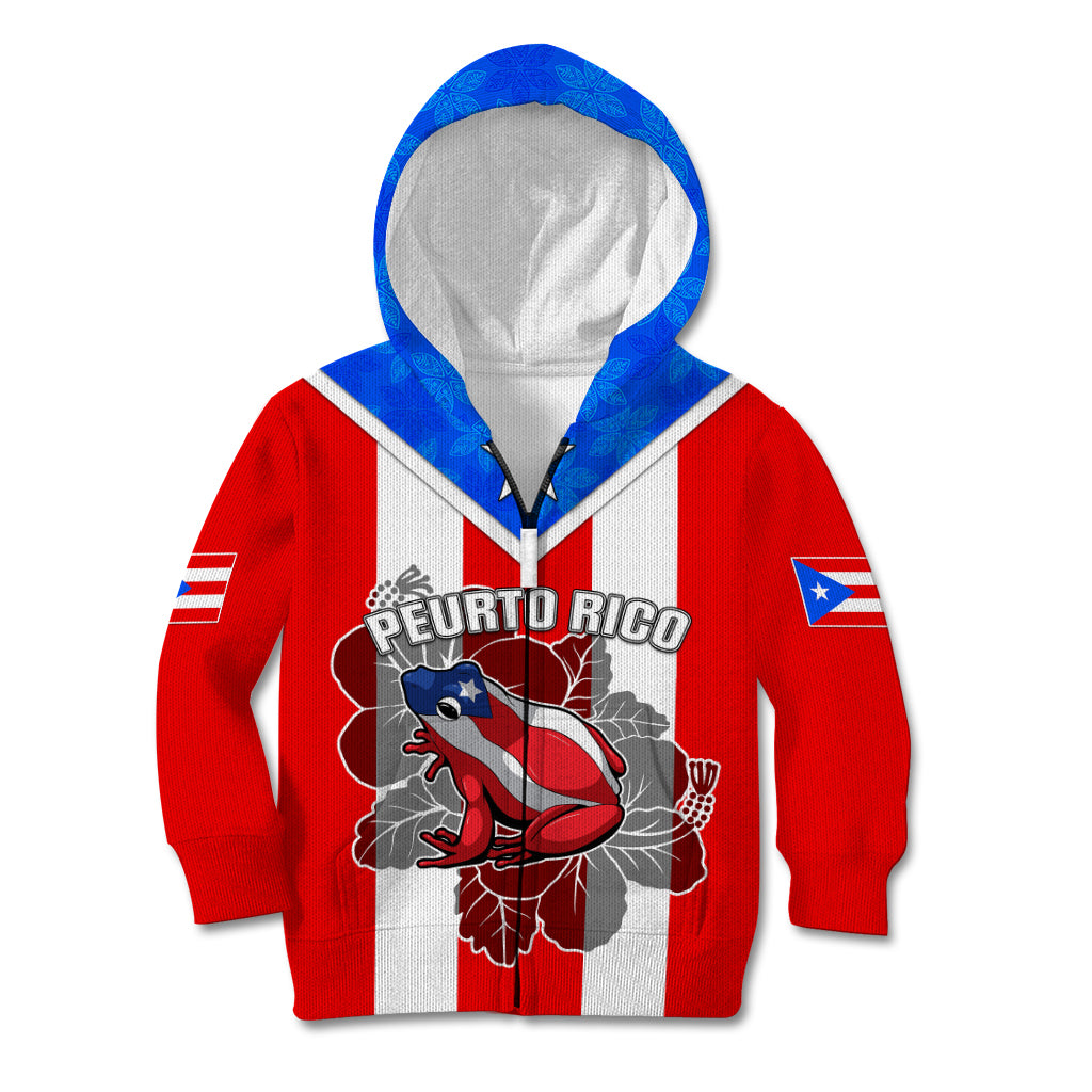 Custom Puerto Rico Kid Hoodie Coqui Frog Mix Flor de Maga TS06 - Wonder Print Shop