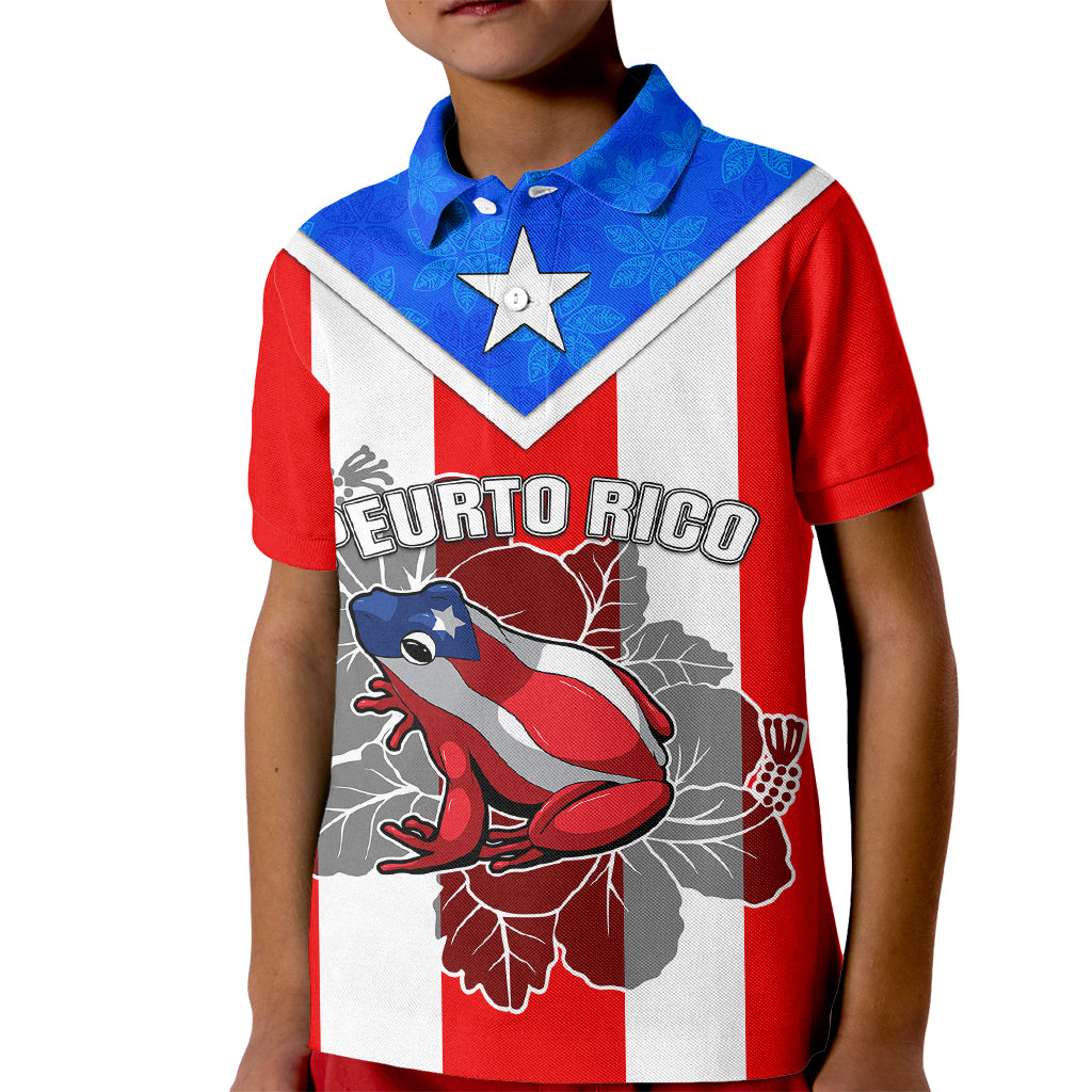 Custom Puerto Rico Kid Polo Shirt Coqui Frog Mix Flor de Maga TS06 - Wonder Print Shop