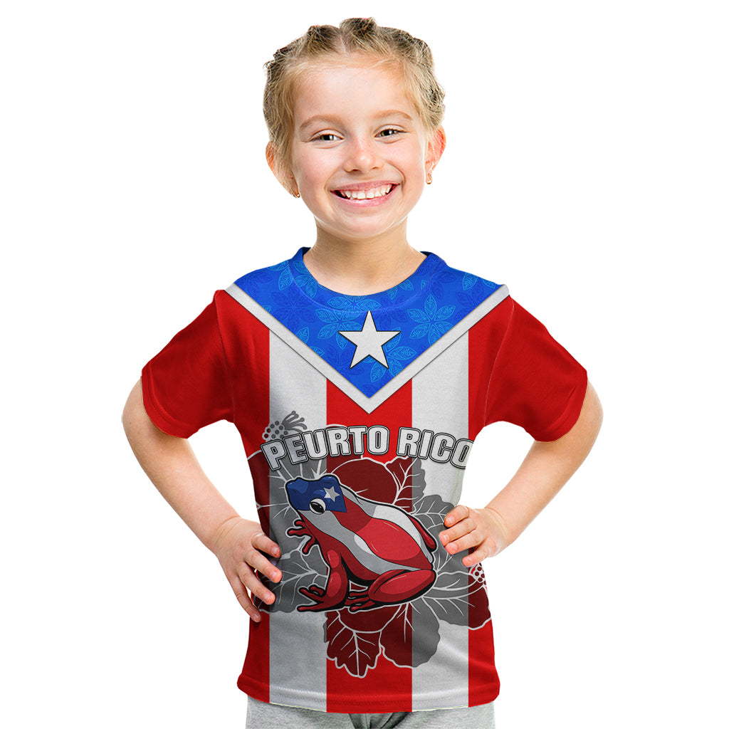 Custom Puerto Rico Kid T Shirt Coqui Frog Mix Flor de Maga TS06 - Wonder Print Shop