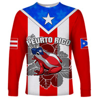 Custom Puerto Rico Long Sleeve Shirt Coqui Frog Mix Flor de Maga TS06 - Wonder Print Shop