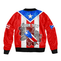 Custom Puerto Rico Sleeve Zip Bomber Jacket Coqui Frog Mix Flor de Maga TS06 - Wonder Print Shop