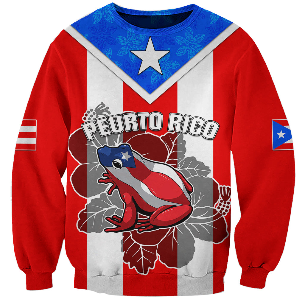 Custom Puerto Rico Sweatshirt Coqui Frog Mix Flor de Maga TS06 - Wonder Print Shop