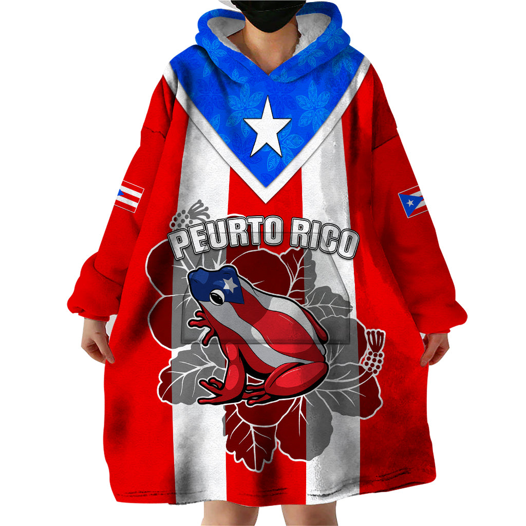 Custom Puerto Rico Wearable Blanket Hoodie Coqui Frog Mix Flor de Maga TS06 - Wonder Print Shop