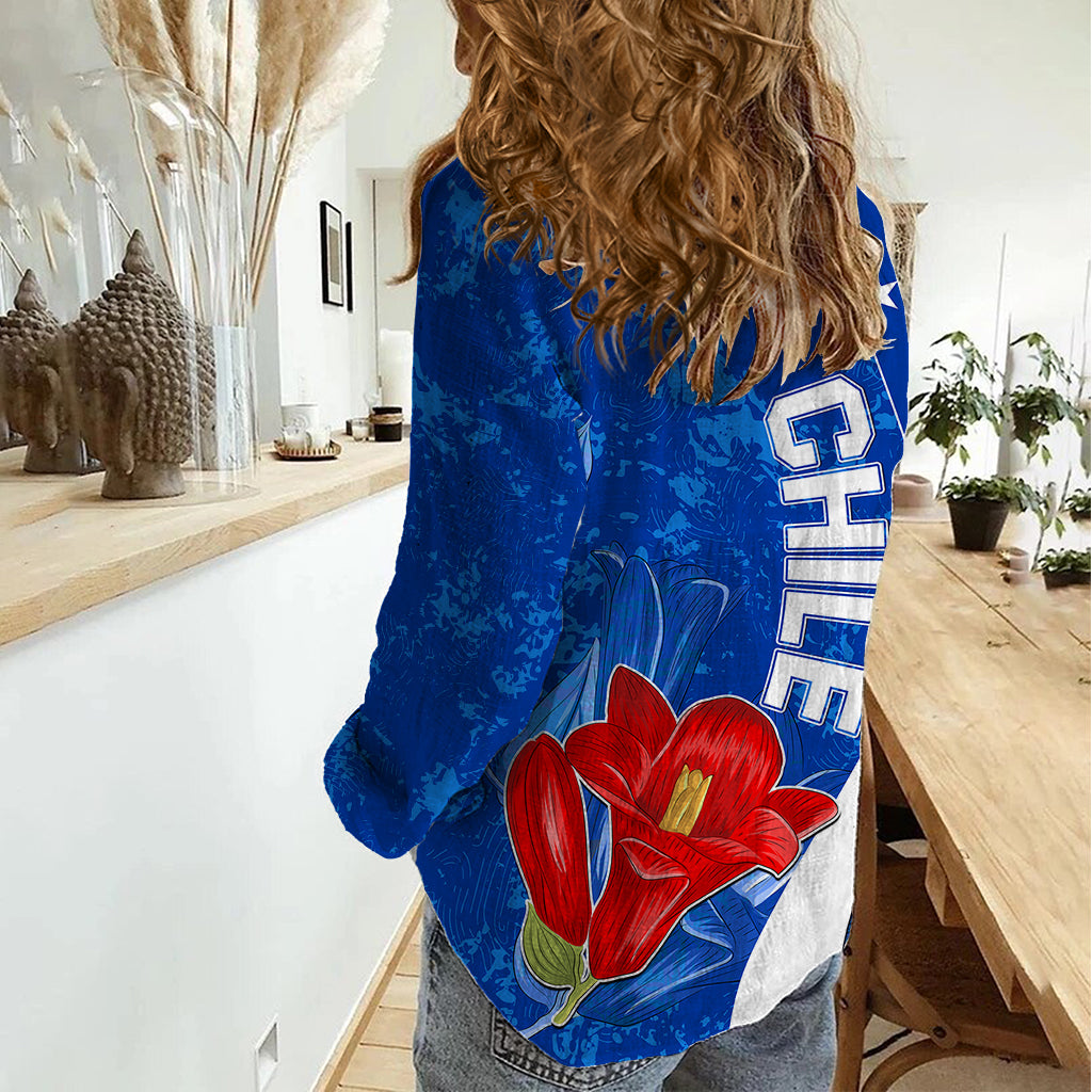 Chile Women Casual Shirt Copihue With Flag TS06 - Wonder Print Shop