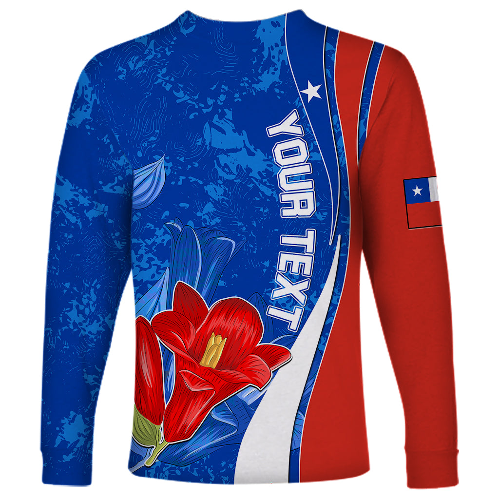 Custom Chile Long Sleeve Shirt Copihue With Flag TS06 - Wonder Print Shop