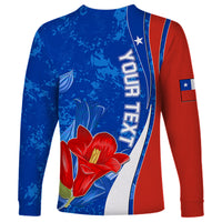 Custom Chile Long Sleeve Shirt Copihue With Flag TS06 - Wonder Print Shop