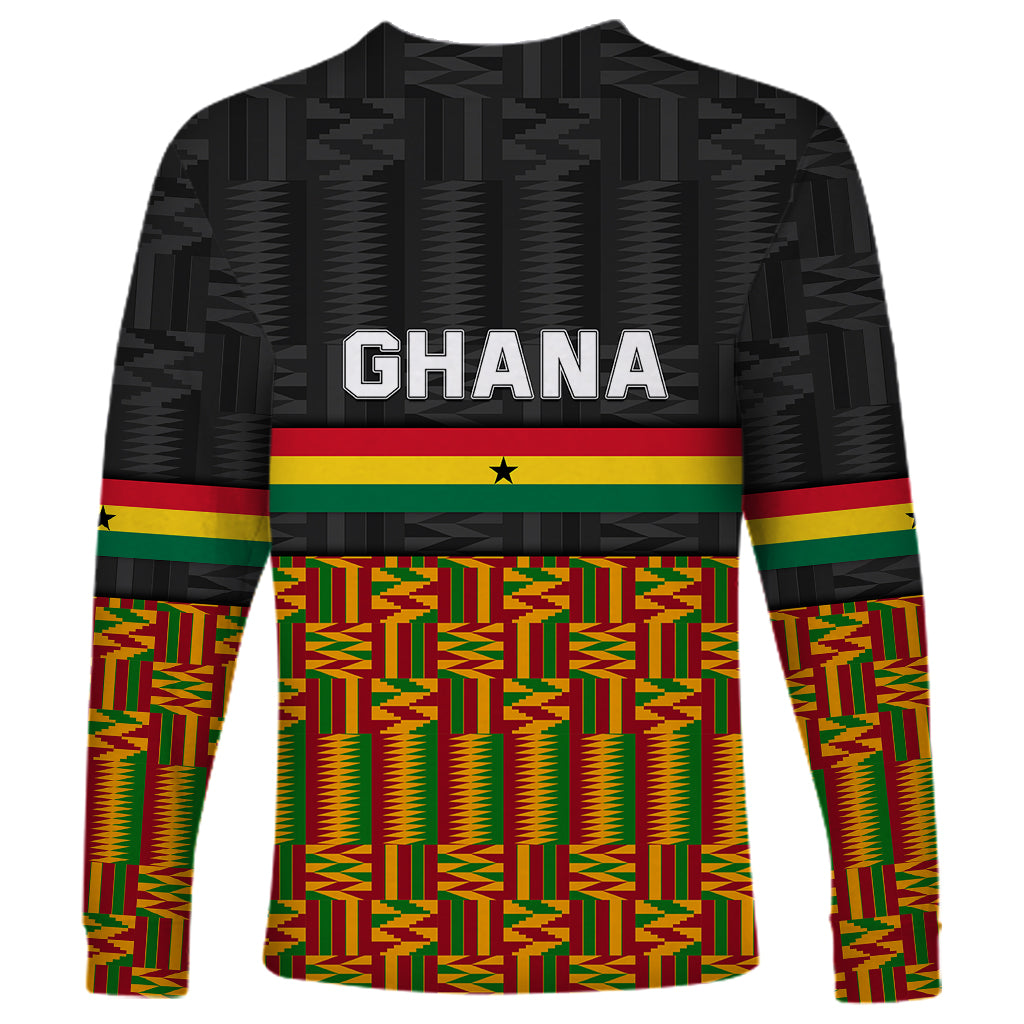 Ghana Long Sleeve Shirt Kente Pattern With Coat Of Arms TS06 - Wonder Print Shop
