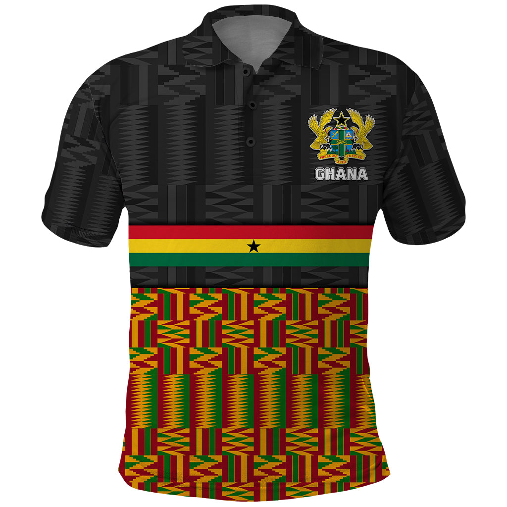 Ghana Polo Shirt Kente Pattern With Coat Of Arms TS06 - Wonder Print Shop