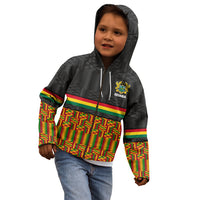 Custom Ghana Kid Hoodie Kente Pattern With Coat Of Arms TS06 - Wonder Print Shop
