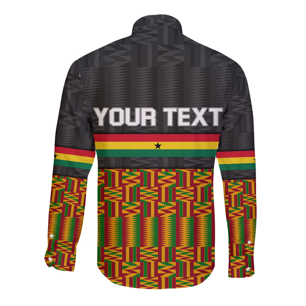 Custom Ghana Long Sleeve Button Shirt Kente Pattern With Coat Of Arms TS06 - Wonder Print Shop