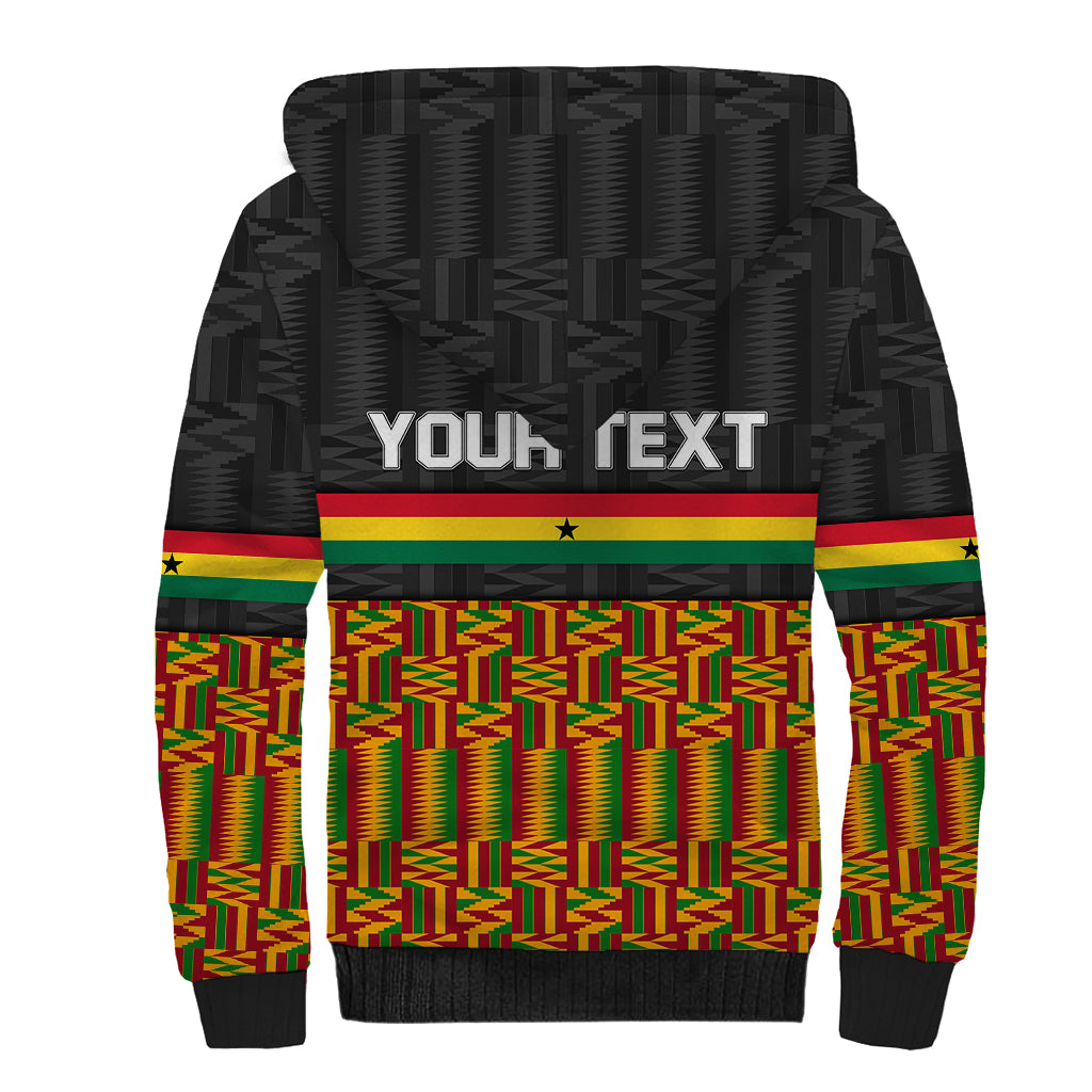 Custom Ghana Sherpa Hoodie Kente Pattern With Coat Of Arms TS06 - Wonder Print Shop