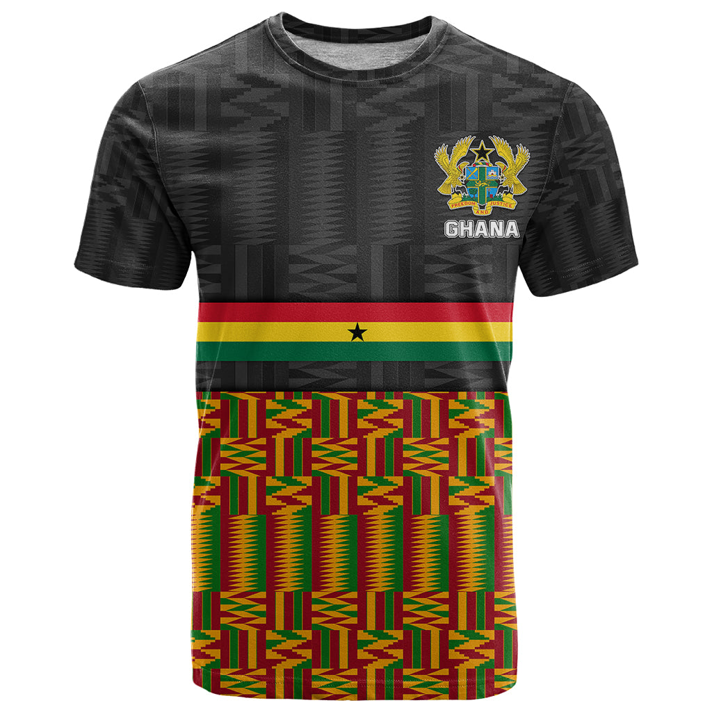 Custom Ghana T Shirt Kente Pattern With Coat Of Arms TS06 - Wonder Print Shop