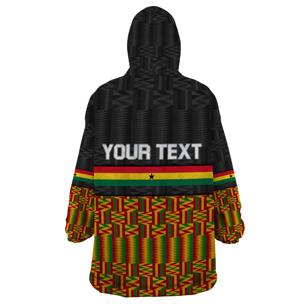 Custom Ghana Wearable Blanket Hoodie Kente Pattern With Coat Of Arms TS06 - Wonder Print Shop