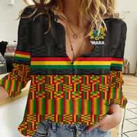 Custom Ghana Women Casual Shirt Kente Pattern With Coat Of Arms TS06 - Wonder Print Shop