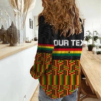Custom Ghana Women Casual Shirt Kente Pattern With Coat Of Arms TS06 - Wonder Print Shop