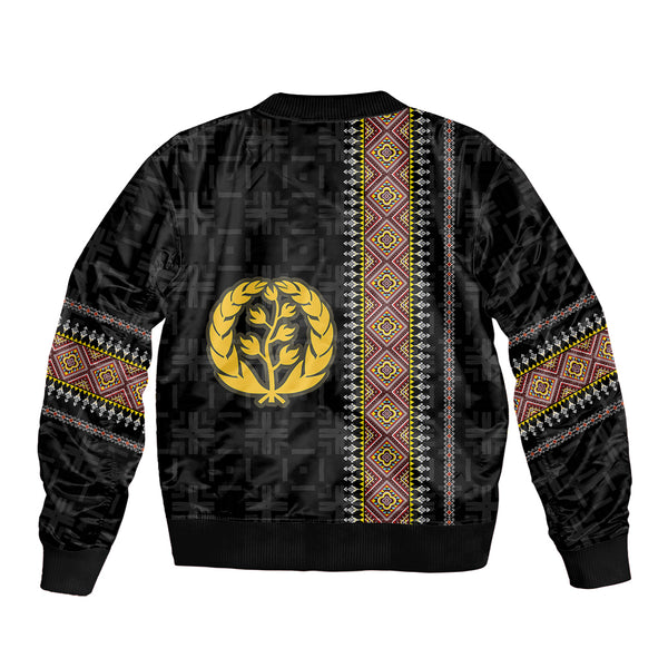 Personalised Eritrea Sleeve Zip Bomber Jacket Eritrean Map Mix African Pattern Simple Style LT14
