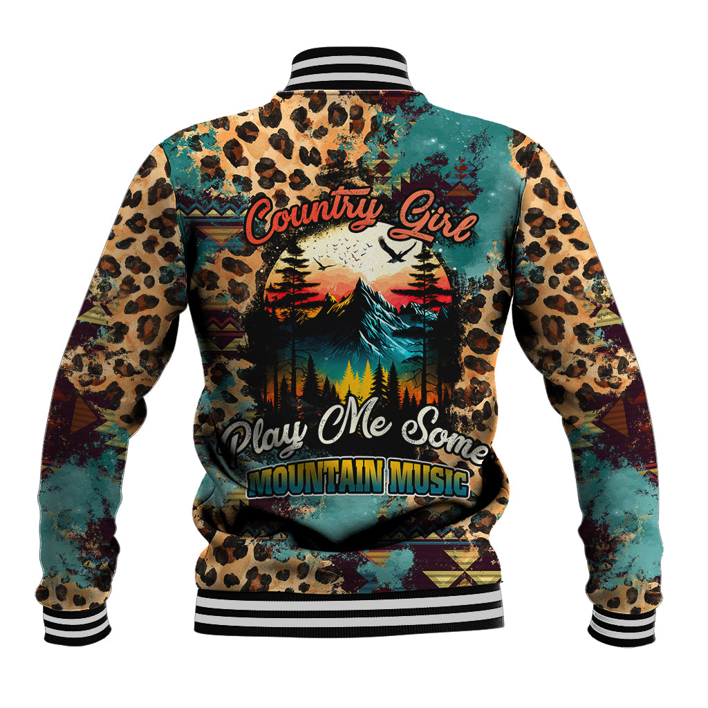 Country Girl Baseball Jacket Play Me Some Mountain Music with Leoppard Pattern TS07 - Wonder Print Shop