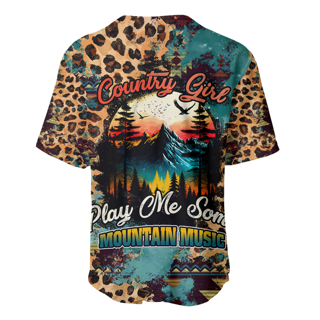 Country Girl Baseball Jersey Play Me Some Mountain Music with Leoppard Pattern TS07 - Wonder Print Shop