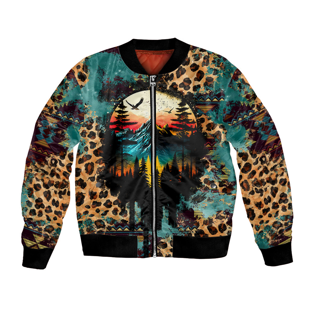 Country Girl Bomber Jacket Play Me Some Mountain Music with Leoppard Pattern TS07 - Wonder Print Shop