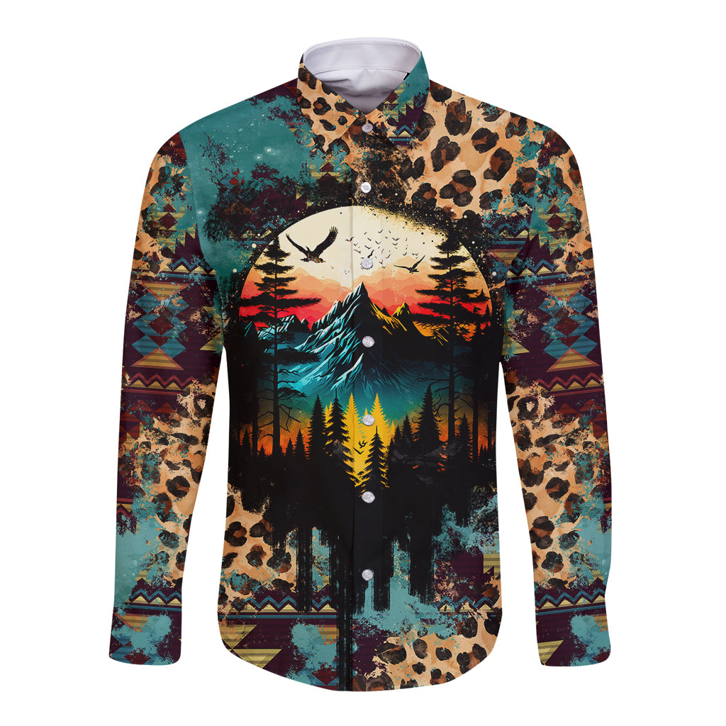 Country Girl Long Sleeve Button Shirt Play Me Some Mountain Music with Leoppard Pattern TS07 - Wonder Print Shop