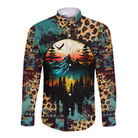 Country Girl Long Sleeve Button Shirt Play Me Some Mountain Music with Leoppard Pattern TS07 - Wonder Print Shop
